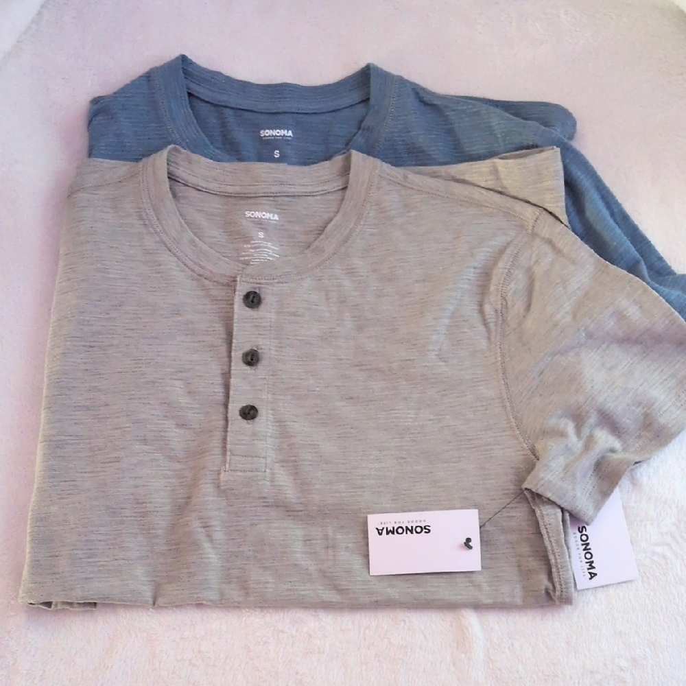 Sonoma Casual Henley Shirts in Blue and Gray